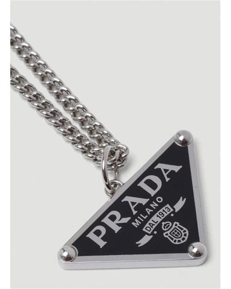 prada necklace logo triangle|Prada necklace triangle pendant.